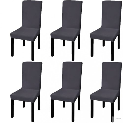 6 db antracitszürke szabott nyújtható székszoknya