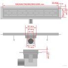 Hullámos rozsdamentes acél zuhany lefolyóvezeték 530 x 140 mm