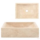 Magasfényű krémszínű márvány mosdókagyló 45 x 30 x 12 cm