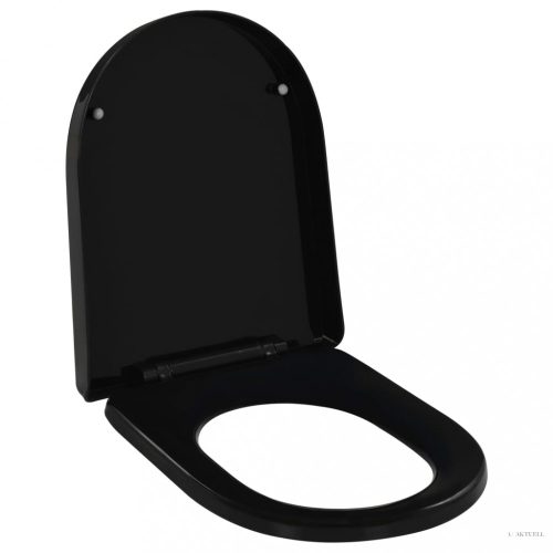 Fekete gyorsan szerelhető WC-ülőke lassan csukódó fedéllel