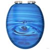 Kék vízcseppmintás MDF WC-ülőke lassan csukódó fedéllel