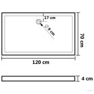 Téglalap alakú fehér ABS zuhanytálca 70 x 120 cm