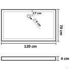 Téglalap alakú fekete ABS zuhanytálca 70 x 120 cm