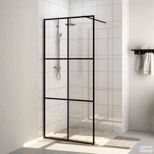 Fekete zuhanyfal átlátszó ESG üveggel 80 x 195 cm