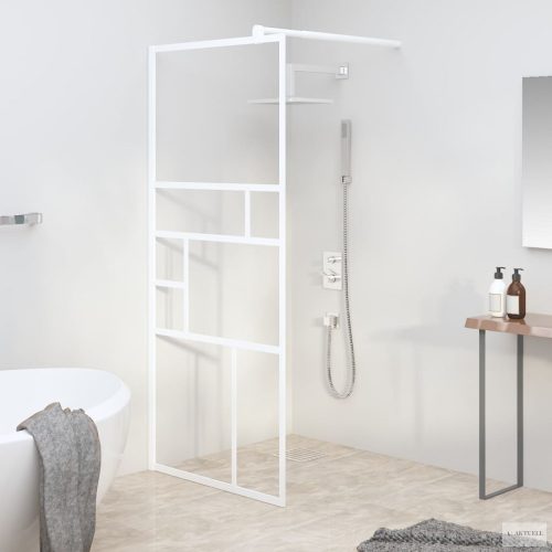 Fehér ESG üveg zuhanyfal küszöb nélküli zuhanyhoz 80 x 195 cm