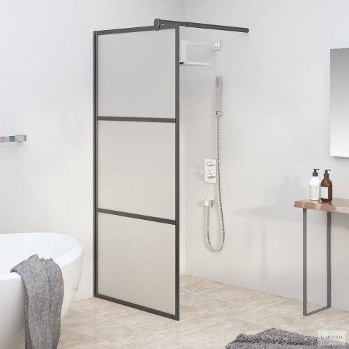 Fekete ESG tejüveg zuhanyfal küszöb nélküli zuhanyhoz 80x195 cm