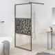 Fekete ESG üveg zuhanyfal kőmintával 100x195cm