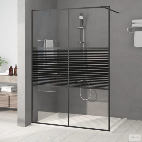 Fekete átlátszó ESG üveg zuhanyfal 140 x 195 cm