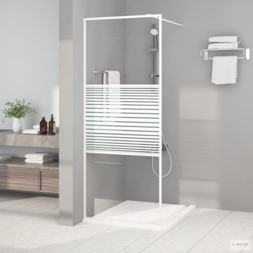 Fehér átlátszó ESG üveg zuhanyfal 80x195 cm