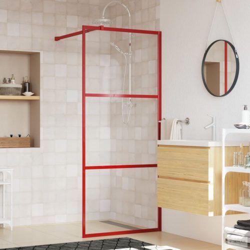 Piros zuhanyfal átlátszó ESG üveggel 80 x 195 cm