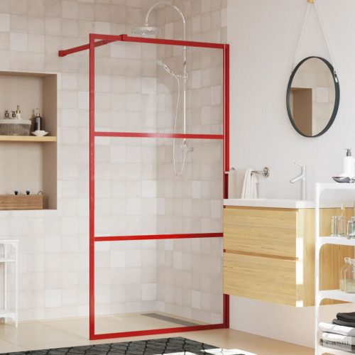 Piros zuhanyfal átlátszó ESG üveggel 115 x 195 cm