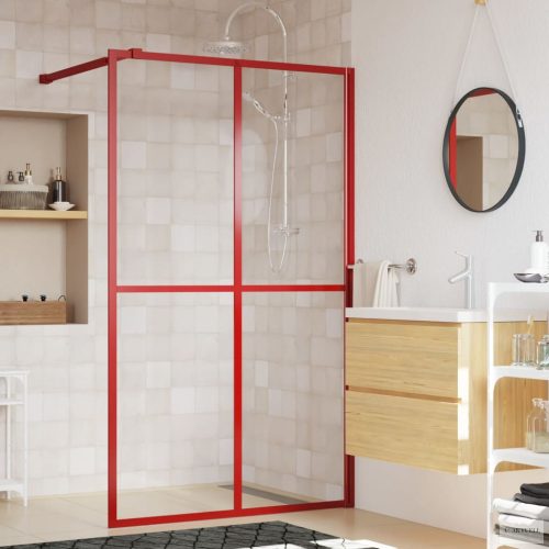 Piros zuhanyfal átlátszó ESG üveggel 140 x 195 cm