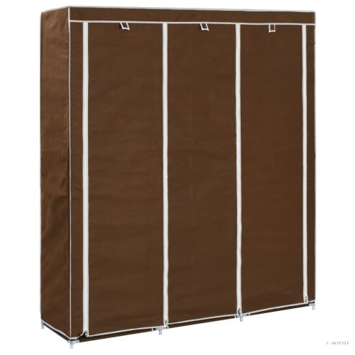 282454  Wardrobe with Compartments and Rods Brown 150x45x175 cm Fabric