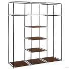 282454  Wardrobe with Compartments and Rods Brown 150x45x175 cm Fabric