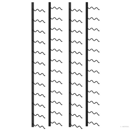 2 db fekete vas falra szerelhető bortartó állvány 48 palacknak