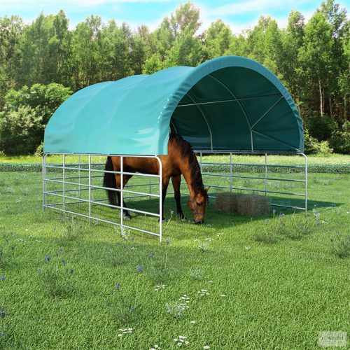 Zöld PVC állattartó sátor 3,7 x 3,7 m