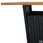 Fekete polyrattan és tömör akácfa bárasztal 80 x 80 x 110 cm