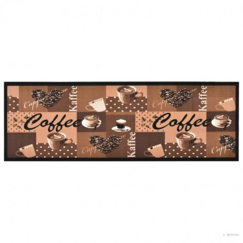 Barna kávémintás mosható konyhai szőnyeg 45 x 150 cm