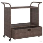 Barna polyrattan bárkocsi fiókkal 100 x 45 x 97 cm