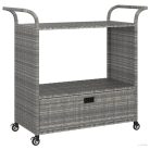 Szürke polyrattan bárkocsi fiókkal 100 x 45 x 97 cm