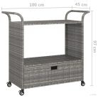 Szürke polyrattan bárkocsi fiókkal 100 x 45 x 97 cm