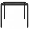 Fekete polyrattan és edzett üveg kerti asztal 90 x 90 x 75 cm