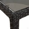 Fekete polyrattan és edzett üveg kerti asztal 150 x 90 x 75 cm