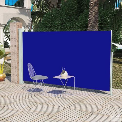 Kék behúzható oldalsó terasznapellenző 160 x 300 cm