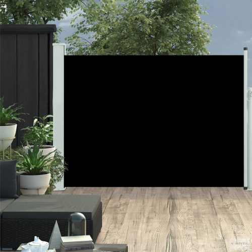 Fekete behúzható oldalsó terasznapellenző 117 x 500 cm