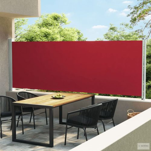 Piros behúzható oldalsó terasznapellenző 160 x 600 cm