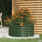 Zöld porszórt acél kerti ültetőláda 80 x 80 x 36 cm