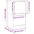 Fekete cipőszekrény 2 kihajtható fiókkal 60 x 42 x 108 cm