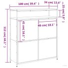 Fekete cipőszekrény 4 kihajtható fiókkal 100 x 34 x 112 cm