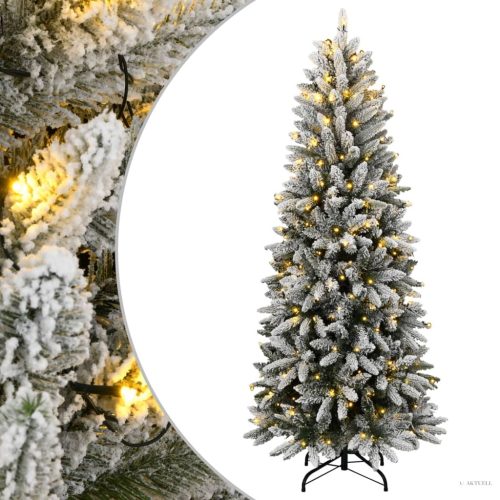 Műkarácsonyfa 150 LED-del és pelyhes hóval 120 cm