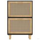 Fekete szerelt fa és természetes rattan cipőszekrény 52x25x80cm