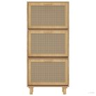 Barna szerelt fa és természetes rattan cipőszekrény 52x25x80 cm