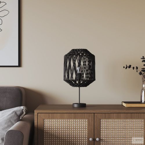 Fekete vas és papír lámpaernyő Ø23 x 28 cm
