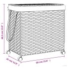 Fekete rattan szennyeskosár kerekekkel 60x35x60,5 cm