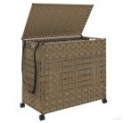 Rattan szennyeskosár kerekekkel 66x35x60 cm