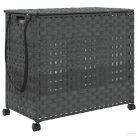 Szürke rattan szennyeskosár kerekekkel 66x35x60 cm