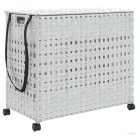 Fehér rattan szennyeskosár kerekekkel 66x35x60 cm