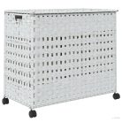 Fehér rattan szennyeskosár kerekekkel 66x35x60 cm