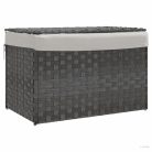 Szürke polyrattan szennyeskosár fedéllel 55,5 x 35 x 34 cm