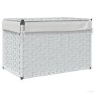 Fehér polyrattan szennyeskosár fedéllel 55,5 x 35 x 34 cm