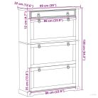 Corona tömör fenyőfa cipőszekrény 99x32x138 cm