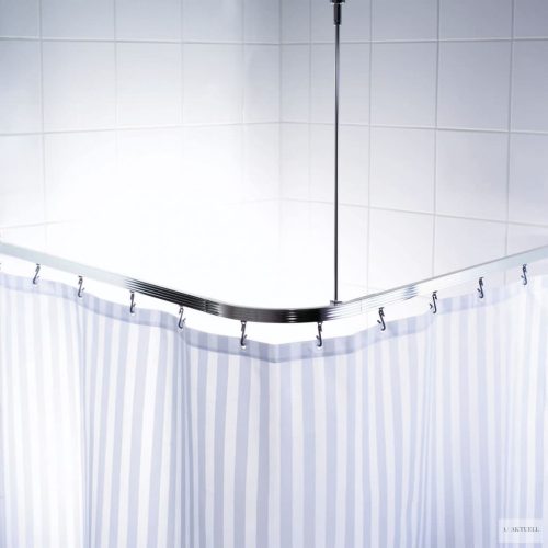 RIDDER univerzális króm sarok zuhanyfüggöny rúd kampókkal