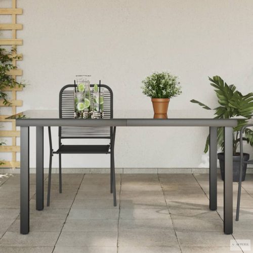 Fekete alumínium és üveg kerti asztal 150 x 90 x 74 cm
