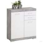 FMD betonszürke/fehér komód 2 ajtóval és 2 fiókkal 80 x 34,9 x 89,9 cm