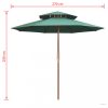zöld dupla napernyő fa rúddal 270 x 270 cm
