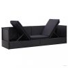 fekete polyrattan kültéri kanapé hát- és ülőpárnákkal